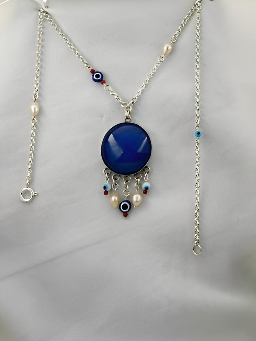 B76- Blue Agate Necklace