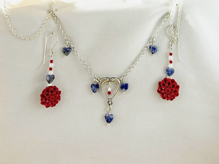F4- Lapis Hearts Set & Coral Flowers