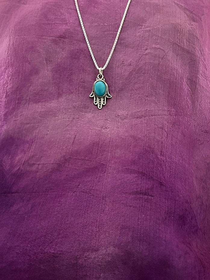B15- Small Hamsa Pendant with Multiple Stones