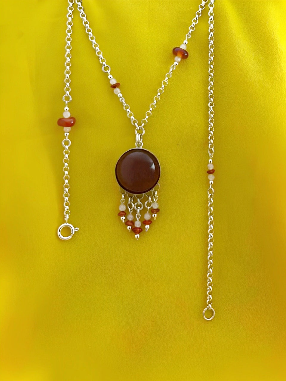 B380- Carnelian Stone & Beads Necklace