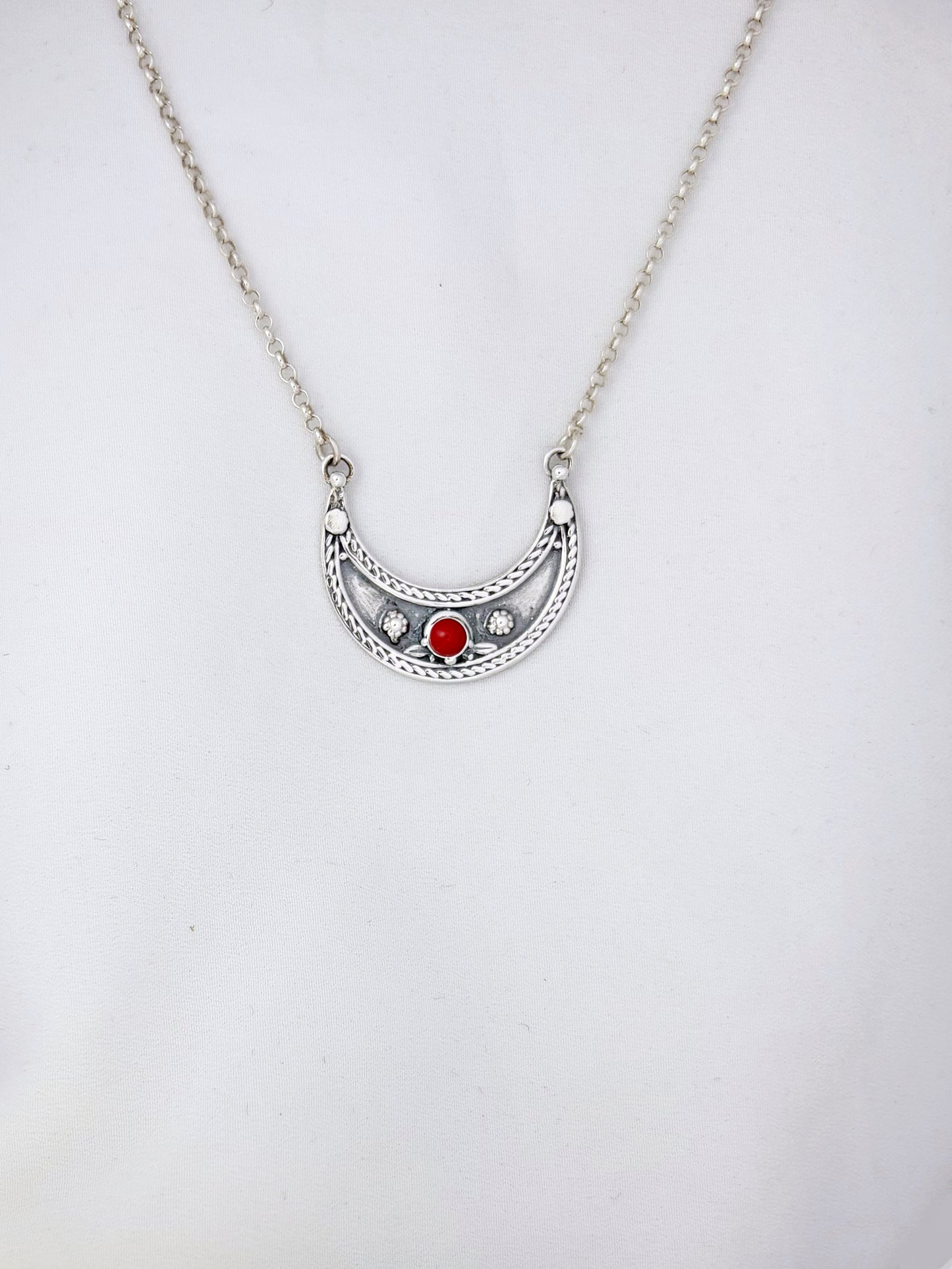 B394- Moon Pendant with Multiple Stones