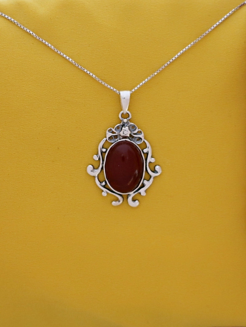 B5- Oval Shaped Stone with Ornamented Frame with Multiple Stones - Zehava Jewelry