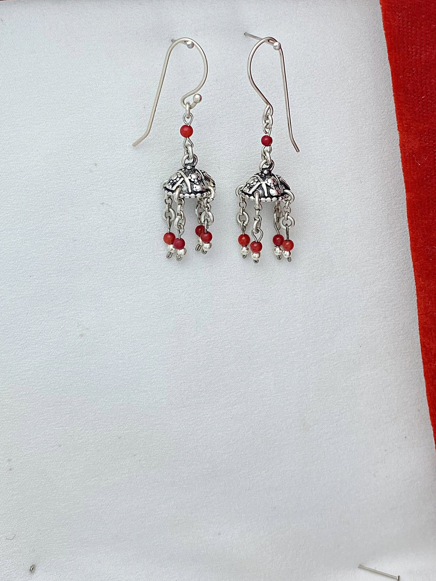 E50-Silver Earrings with Carnlian - Zehava Jewelry