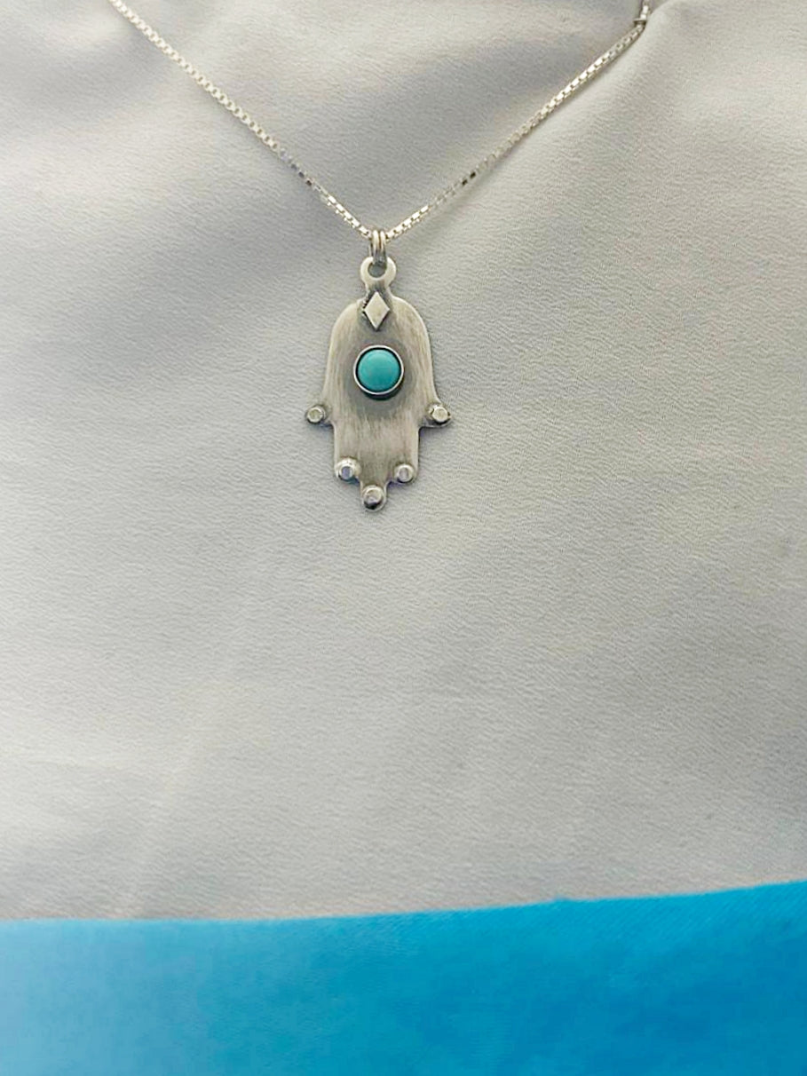 B13- Hamsa with Turquoise Stone