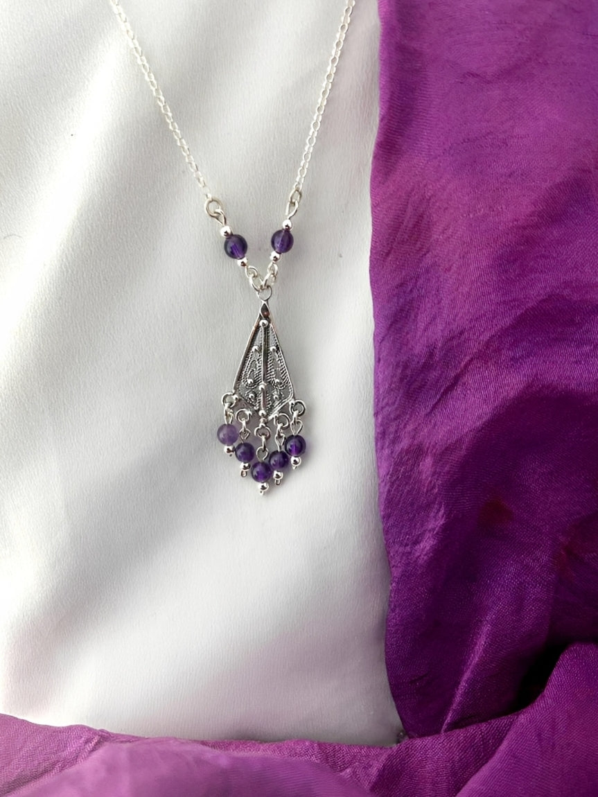 B417- Filigree Necklace with Amethyst