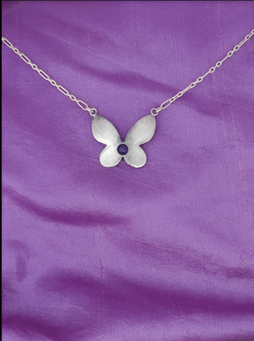 B252- Butterlfly Necklace with Multiple Stones