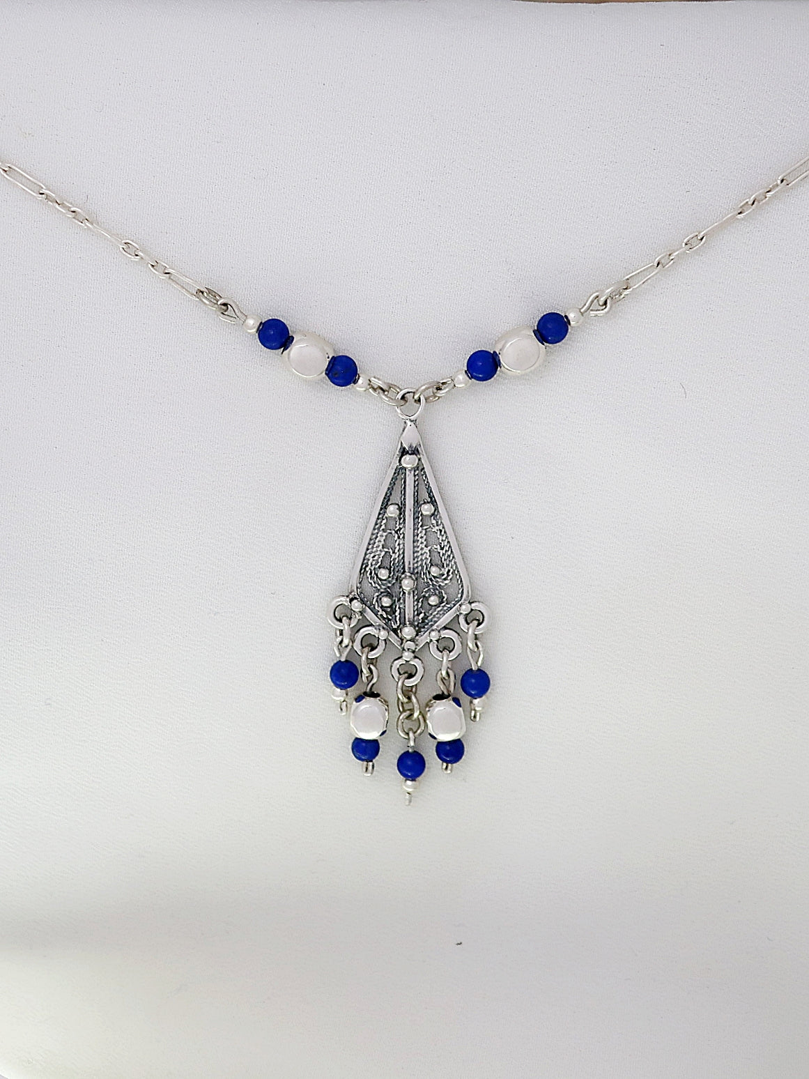 B232- Filigree Lapis Necklace