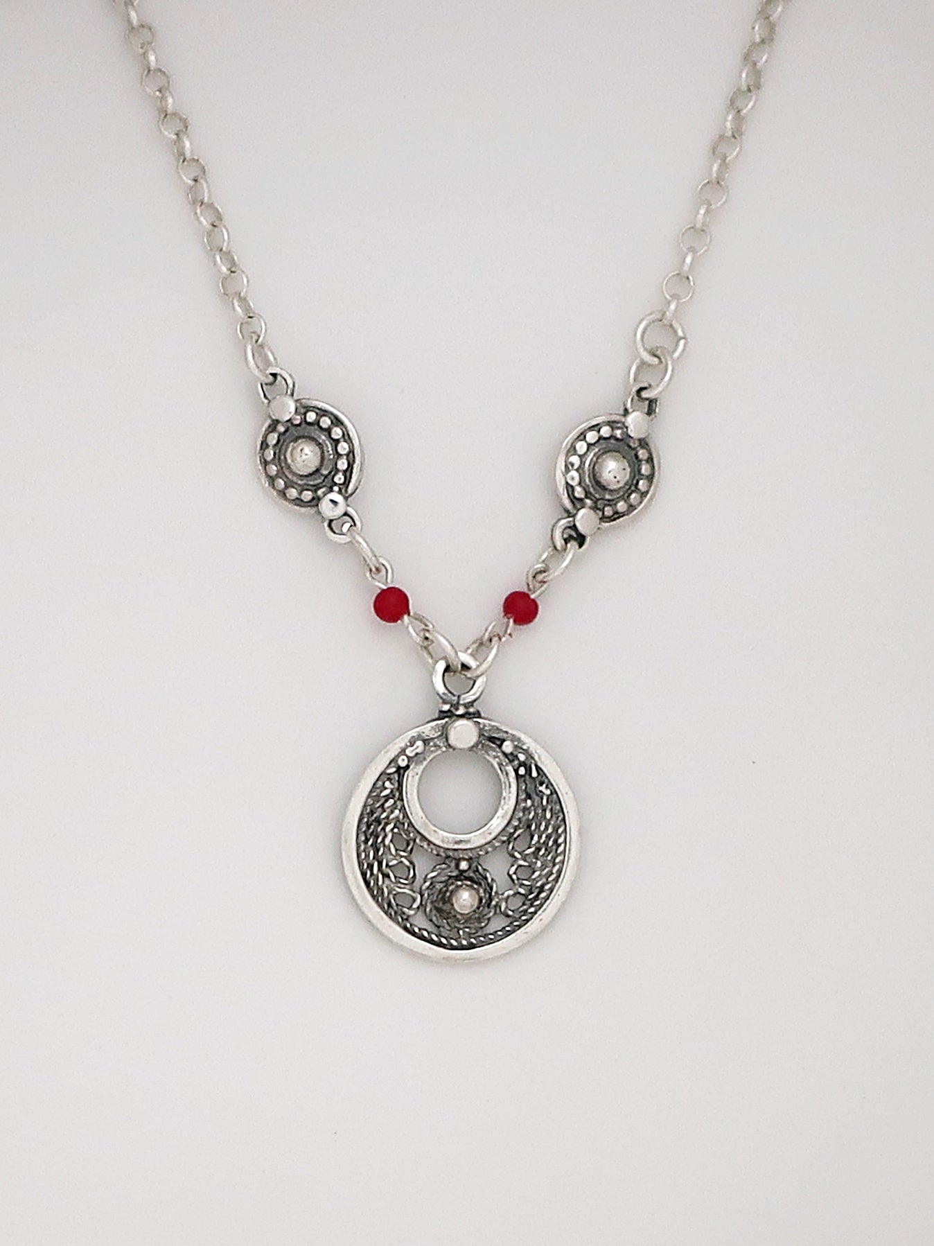 B50 - Silver Filigree Necklace - Zehava Jewelry