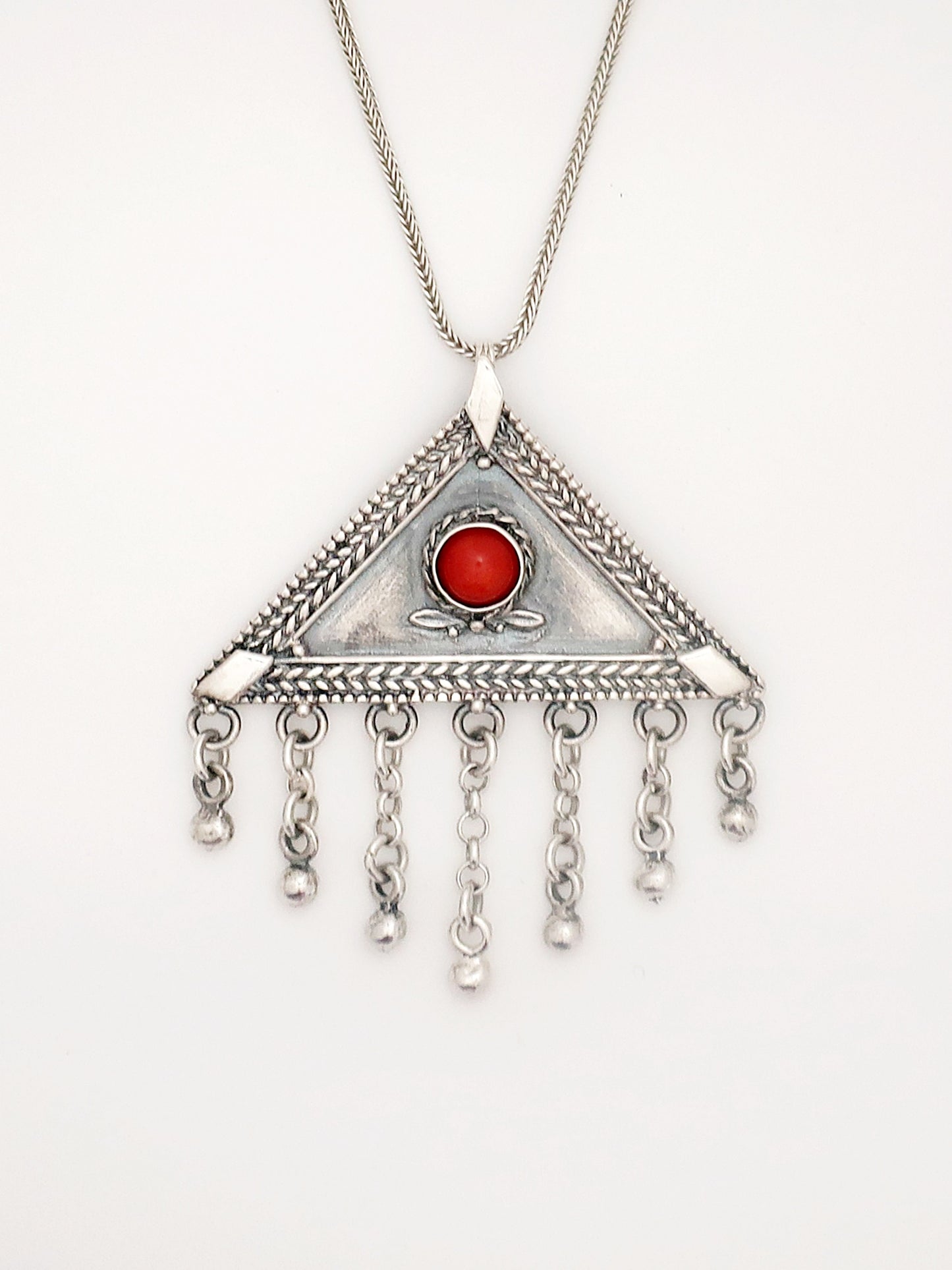 B66- Triangle Pendant with Multiple Stones - Zehava Jewelry