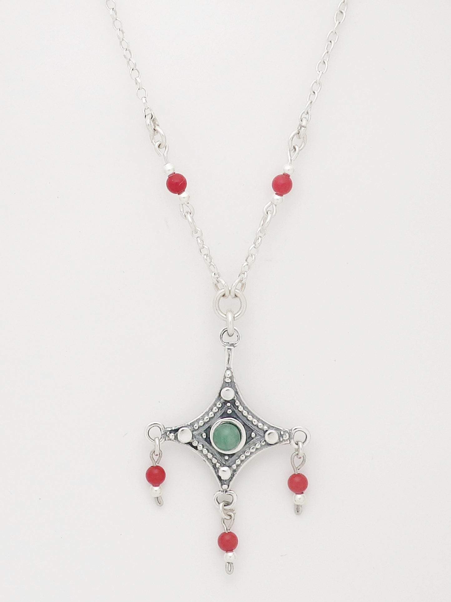 B80 - Silver Pendant with Multiple Stones - Zehava Jewelry