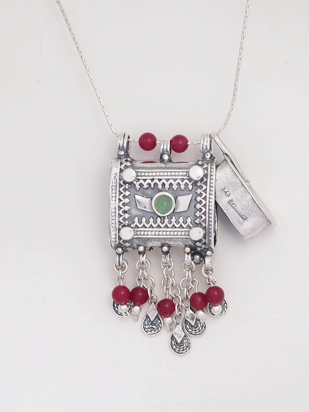 C25- Square Box Pendant with Opening Cap with Agate/Onyx/Carnelian/Turquoise