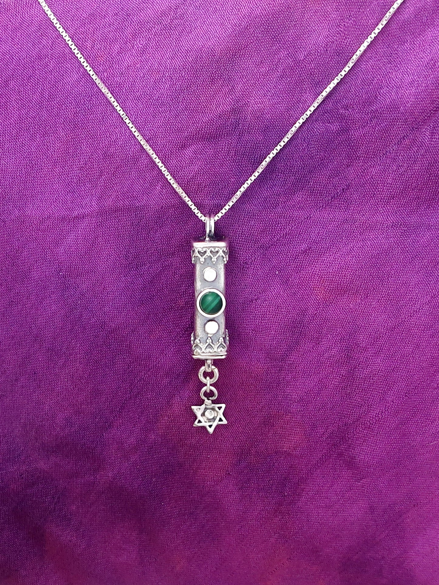 A9- Medium Mezuzah with David's Star (multiple stones)