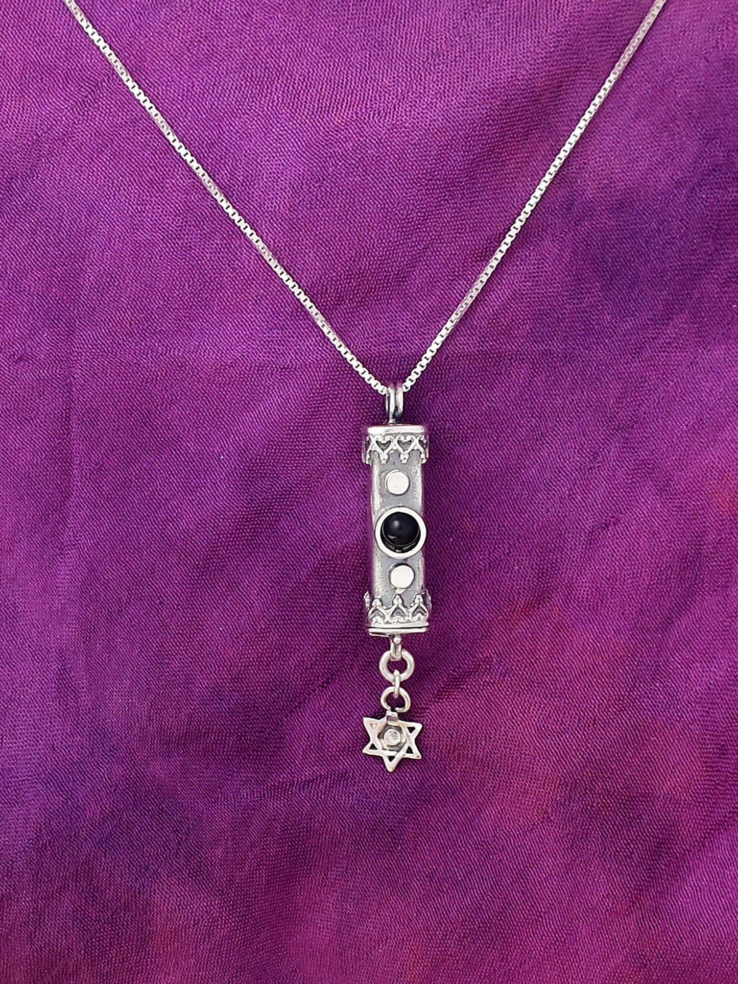 A9- Medium Mezuzah with David's Star (multiple stones)