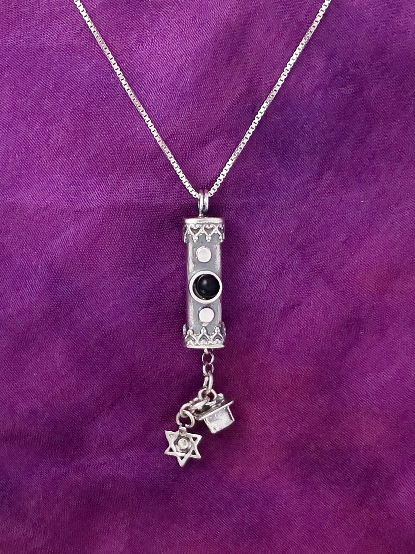 A9- Medium Mezuzah with David's Star (multiple stones)