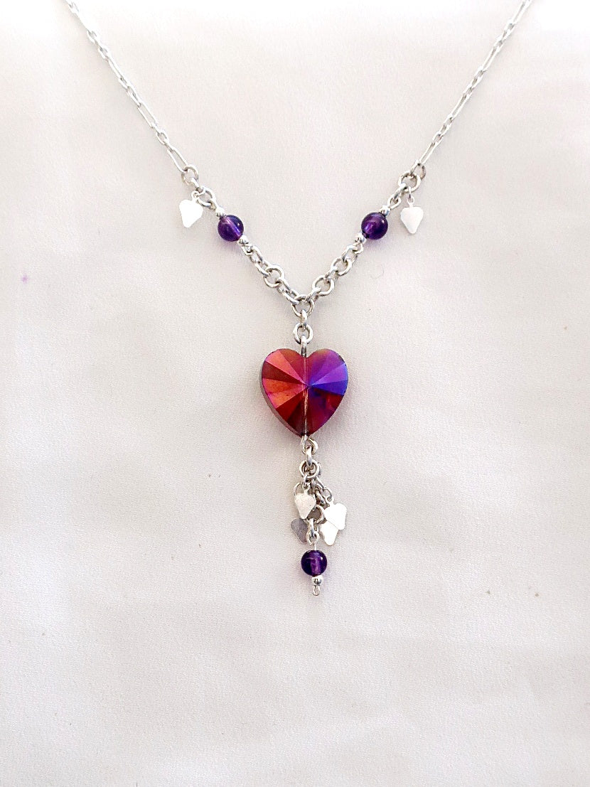 B142- Purple Heart Necklace