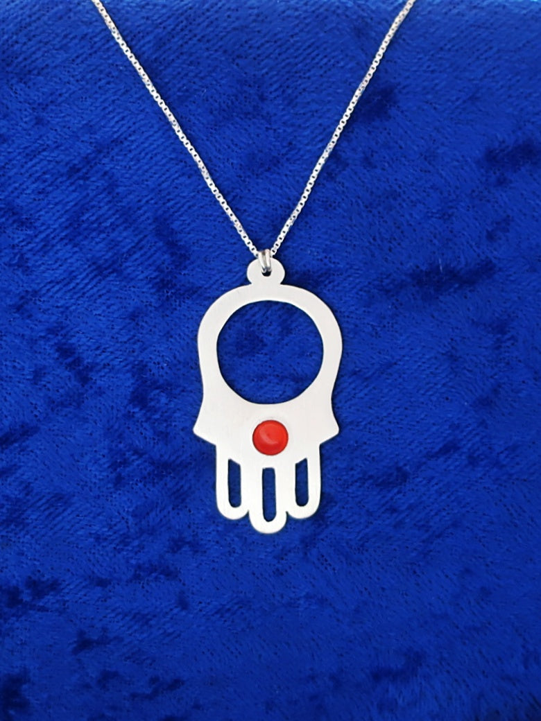 B163 - Hamsa Pendants with Onyx/Lapis/Coral/Hematite