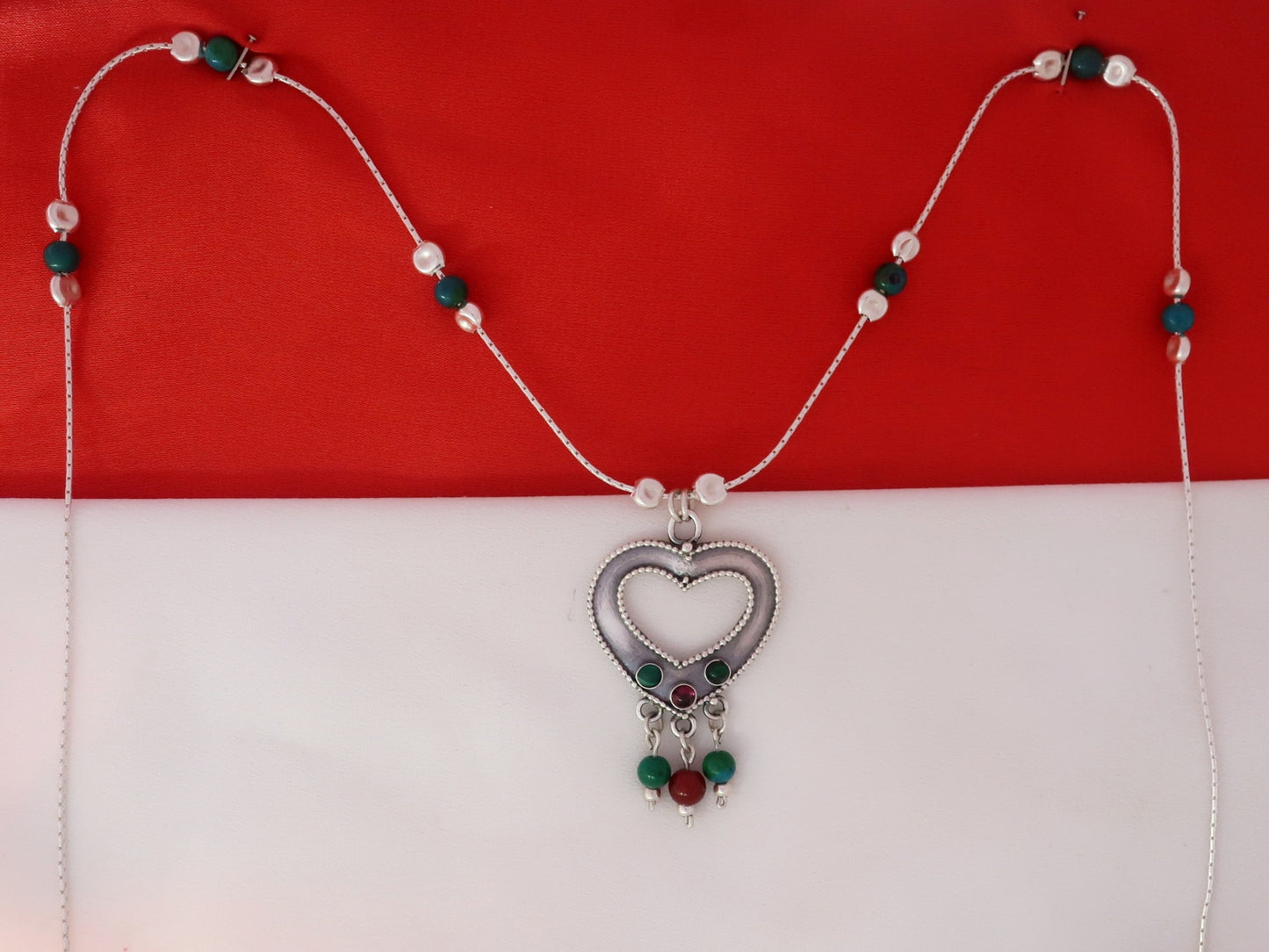 B171- Heart Necklace (Multiple Stones)