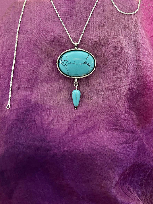 B336- Oval Turquoise Pendant
