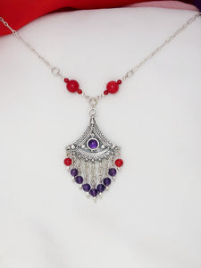 B242-Silver Necklace with Amethyst