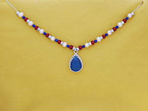 B287- Silver Necklace with Agate Stone