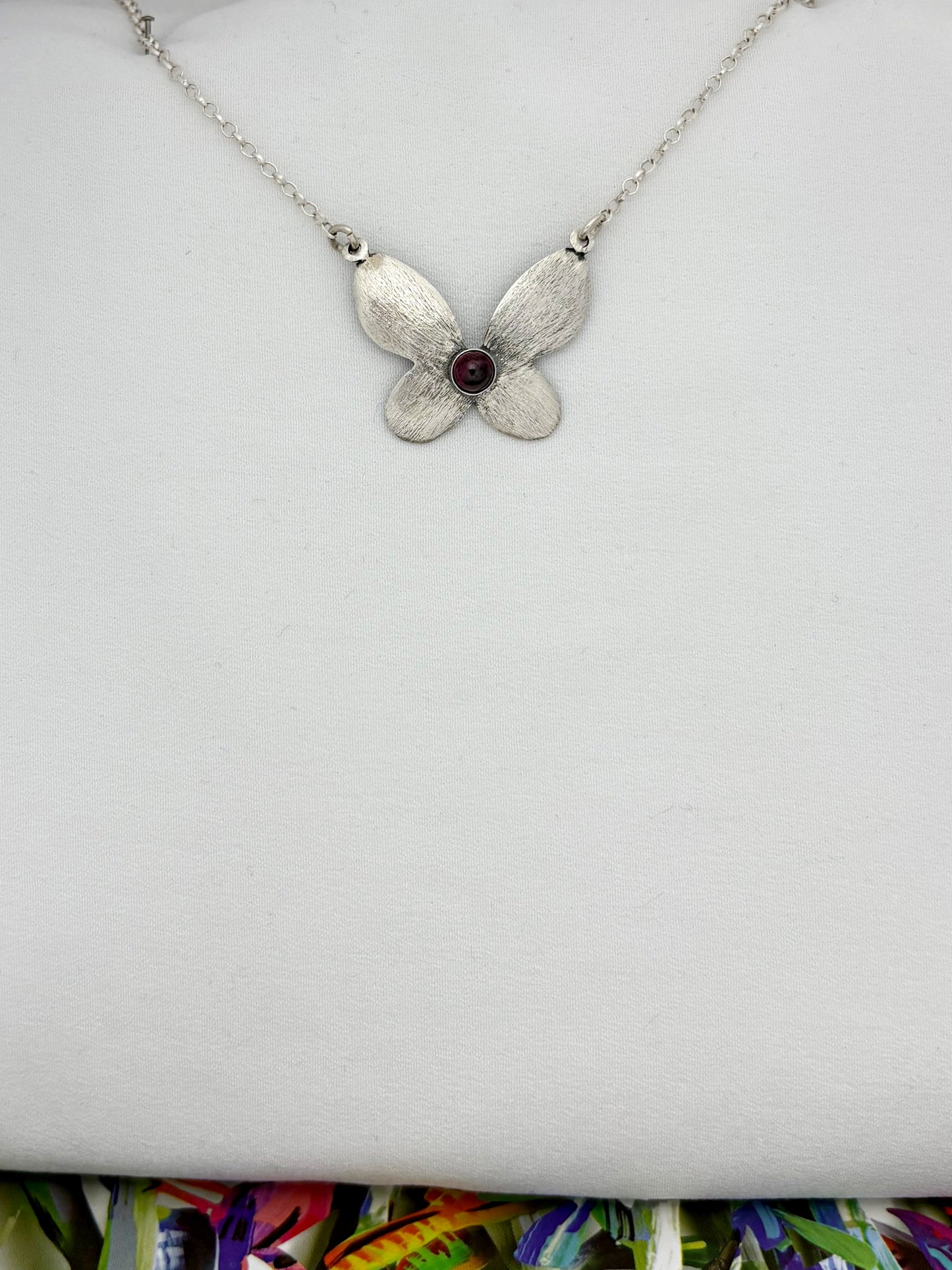 B252- Butterlfly Necklace with Multiple Stones - Zehava Jewelry