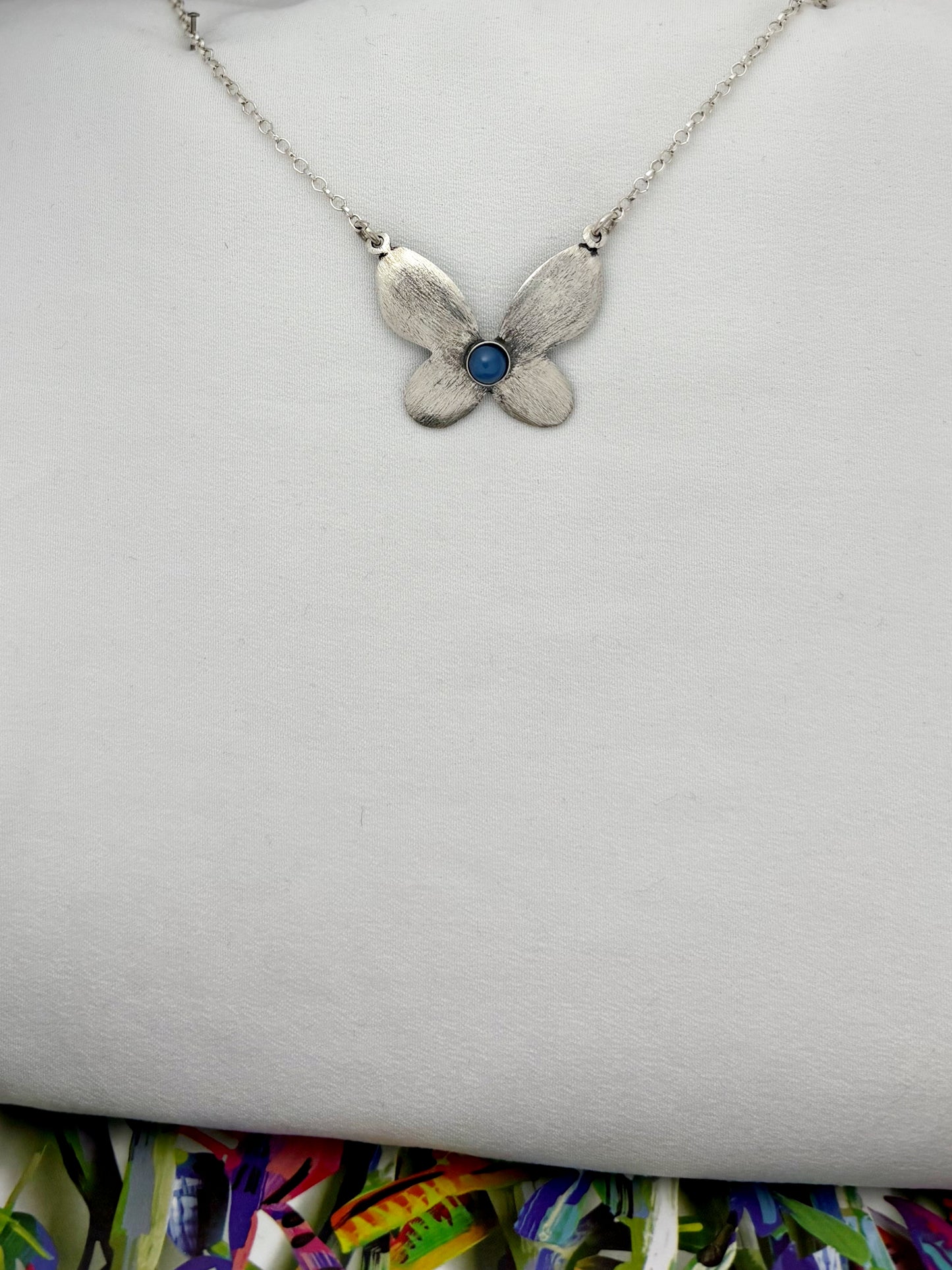B252- Butterlfly Necklace with Multiple Stones - Zehava Jewelry