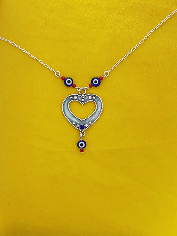 B206- Heart Necklace with Lapis Stone