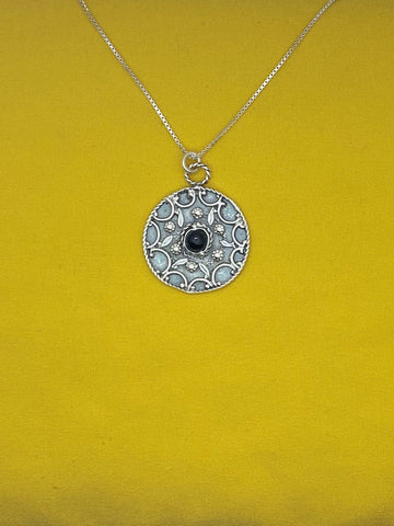 B237- Pendant with flowers & Stone