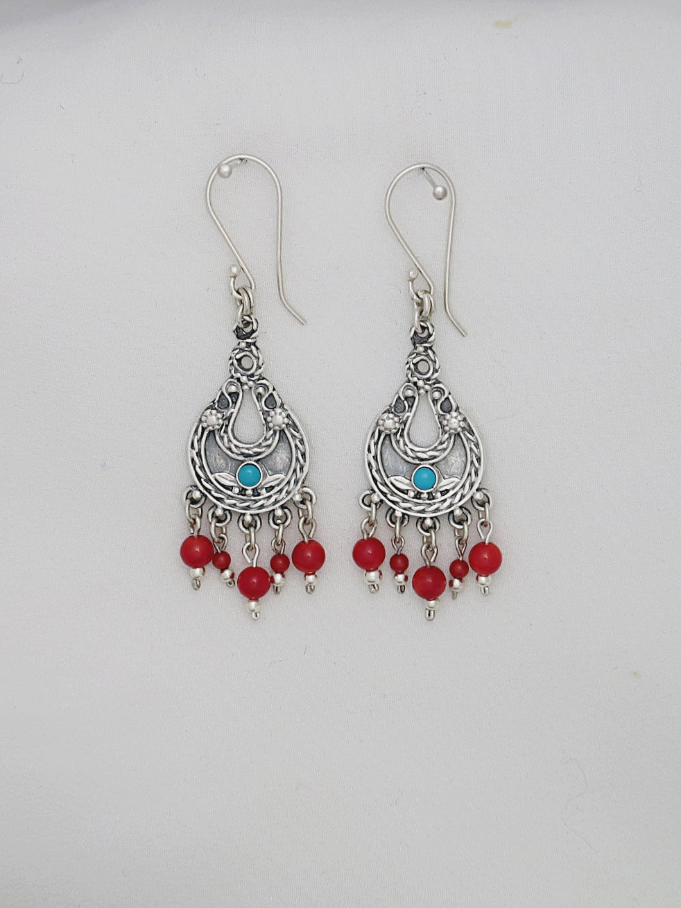 E107- Silver Earrings with Turquoise Stone