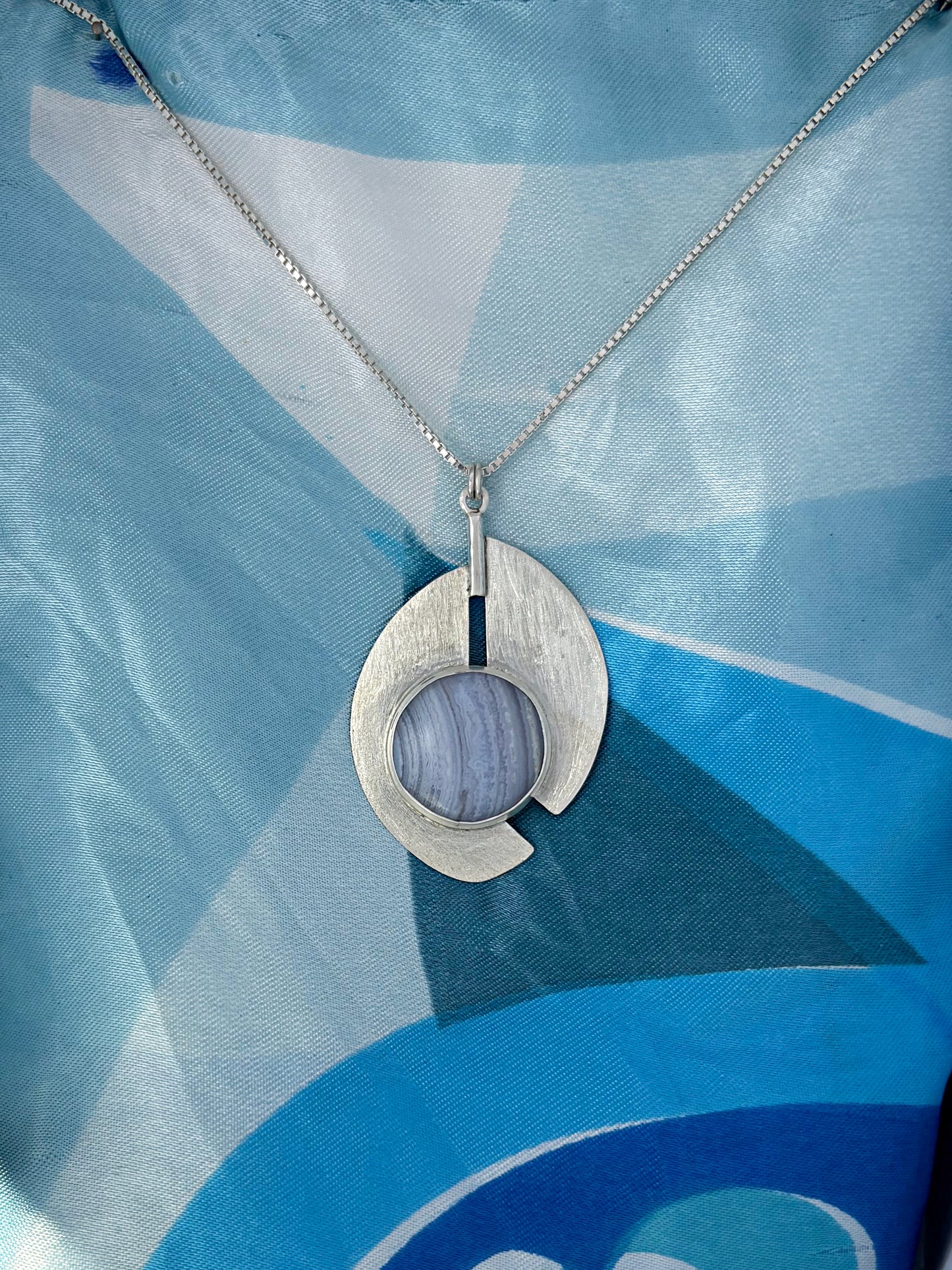 B312 - Modern Pendant with Blue Lace Agate