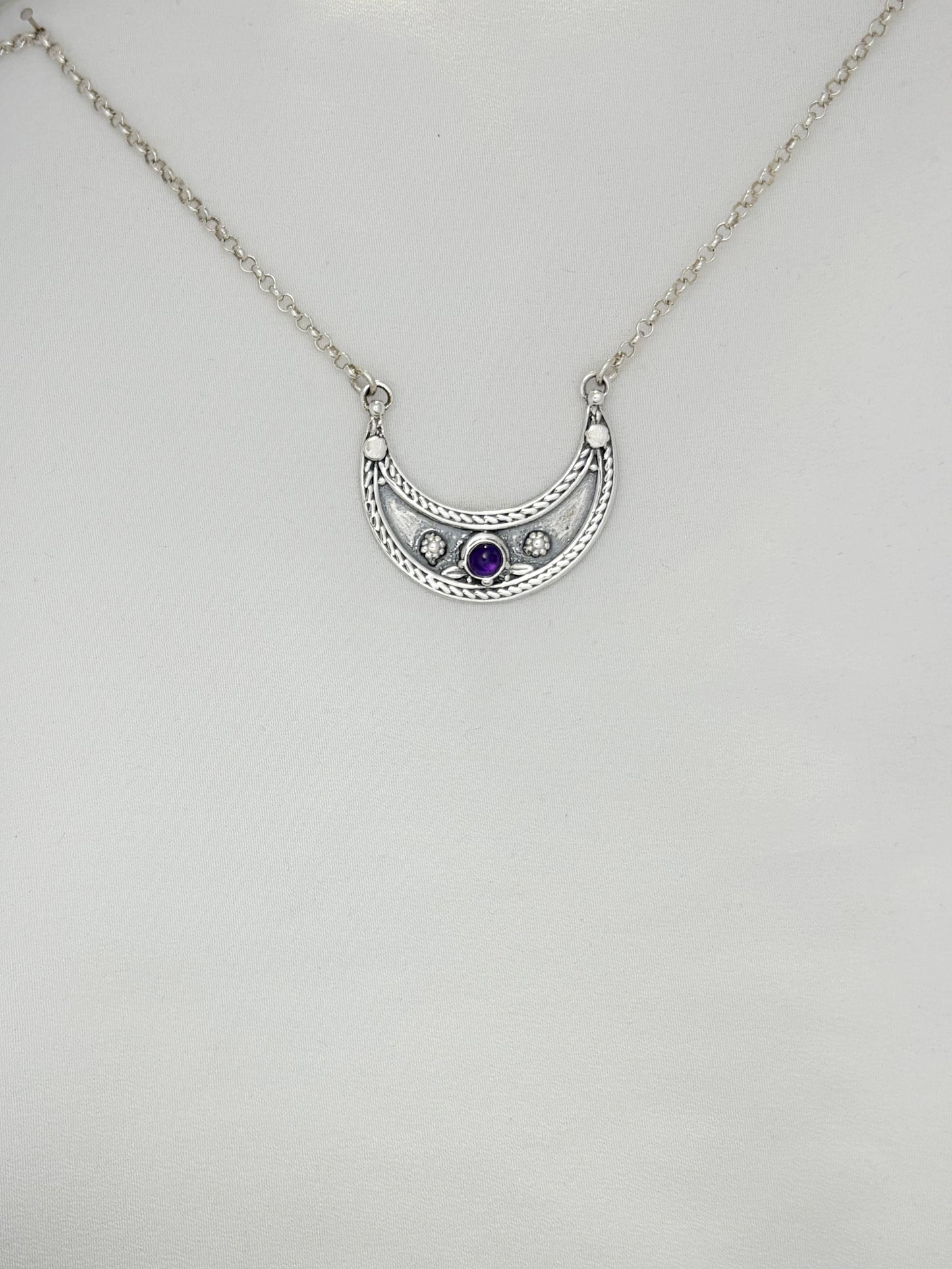 B394- Moon Pendant with Multiple Stones