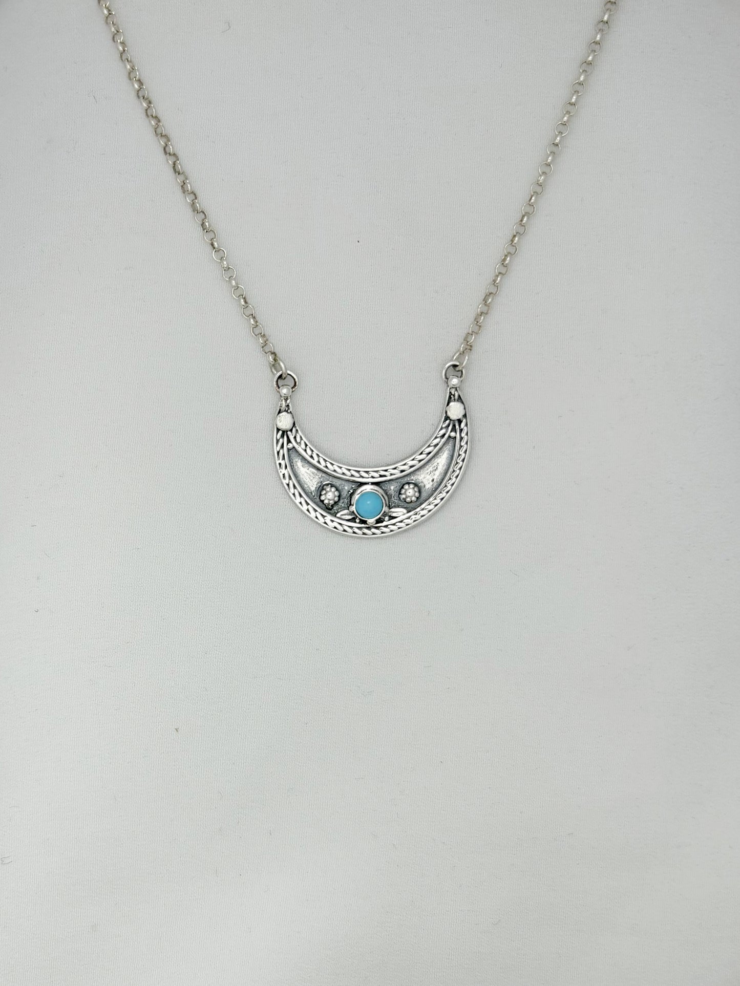 B394- Moon Pendant with Multiple Stones