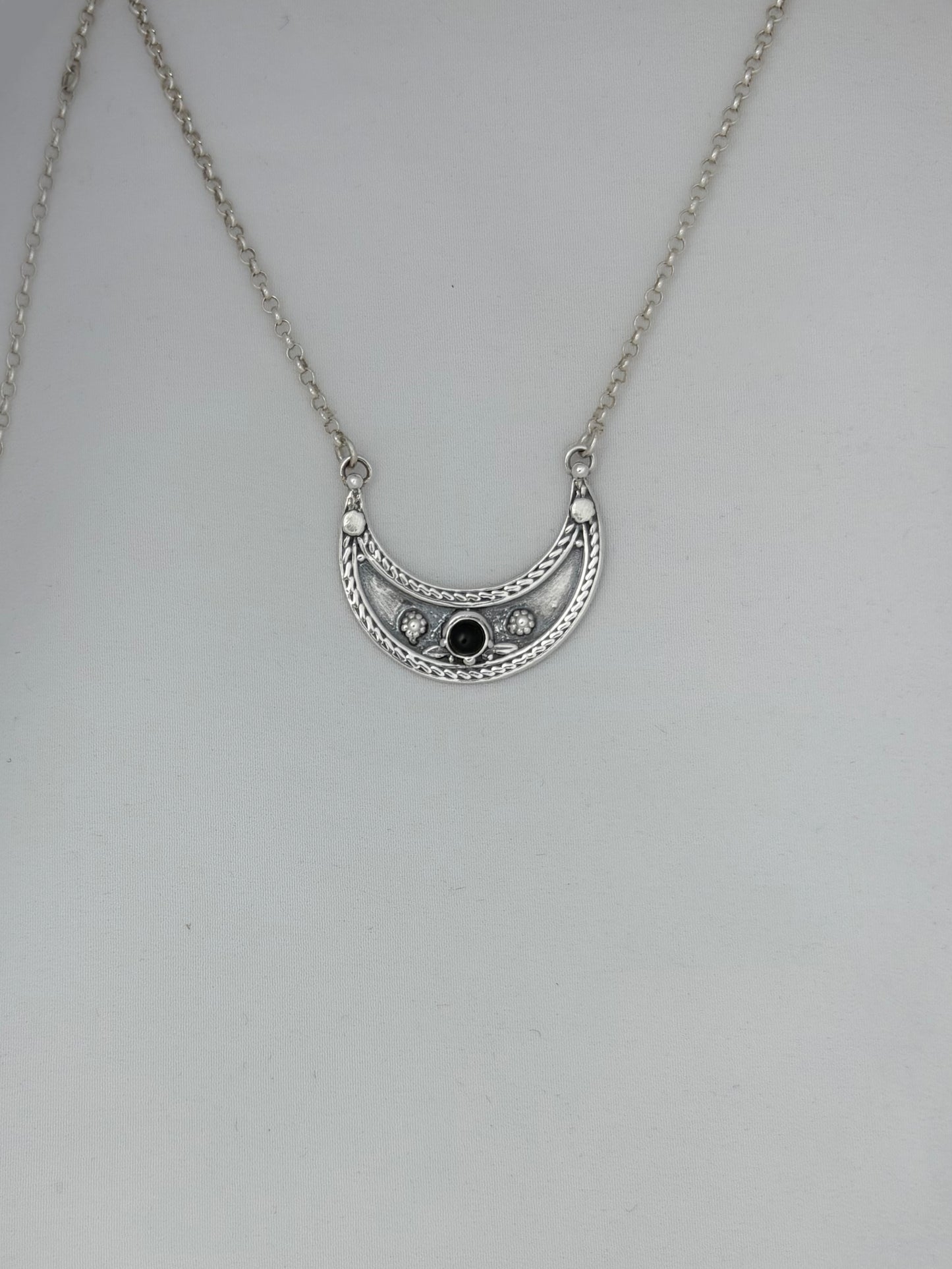 B394- Moon Pendant with Multiple Stones