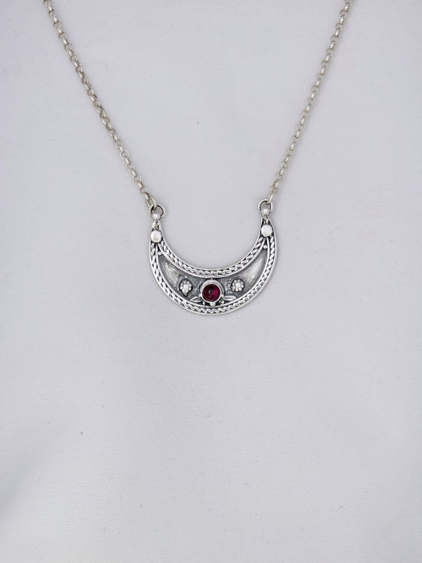 B394- Moon Pendant with Multiple Stones