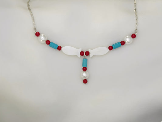 B397- Fish Necklace & Peals