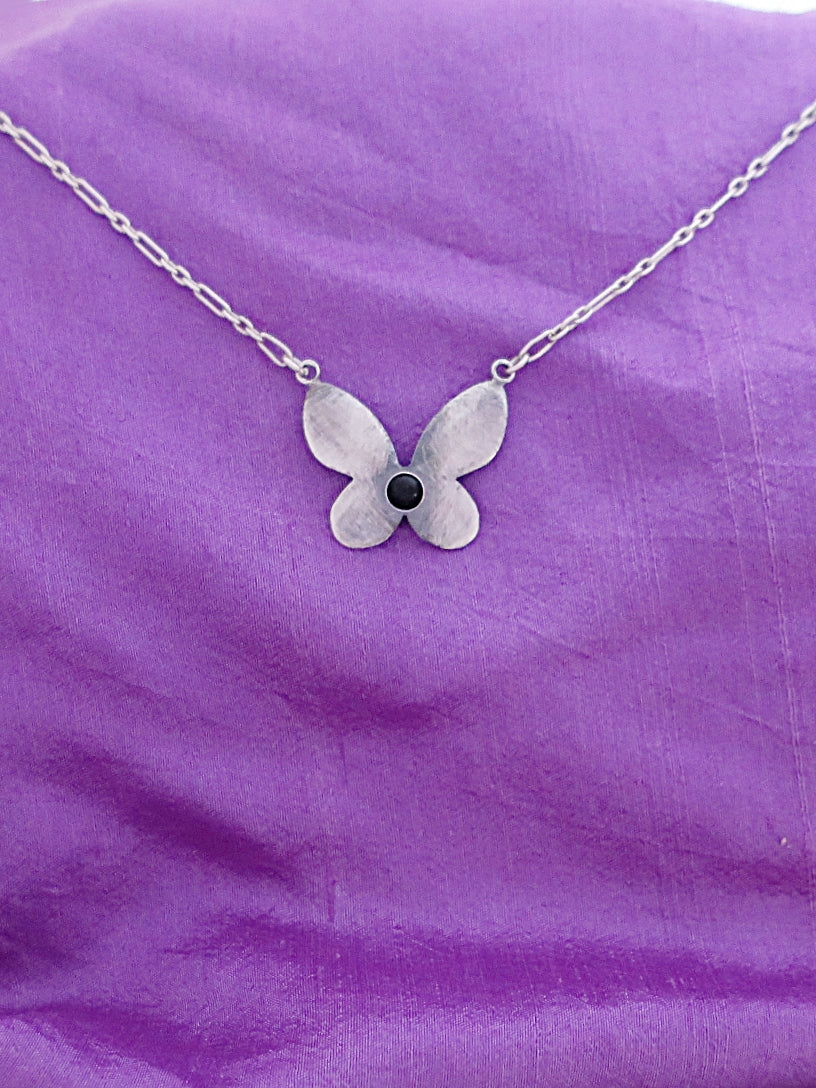 B252- Butterlfly Necklace with Onyx