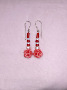 E120- Rose Coral Earrings