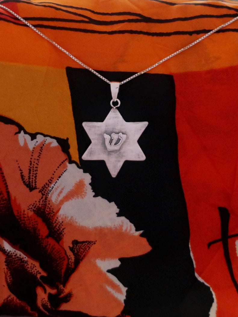 B260- David's Star Pendant with ש