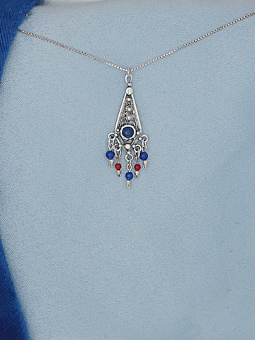 B264 - Silver Filigree Necklace with Lapis