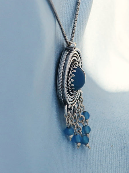 B128- Silver Necklace with Agate Stone