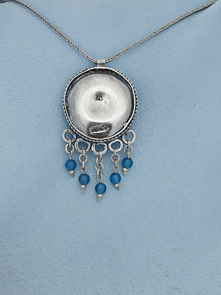 B128- Silver Necklace with Agate Stone