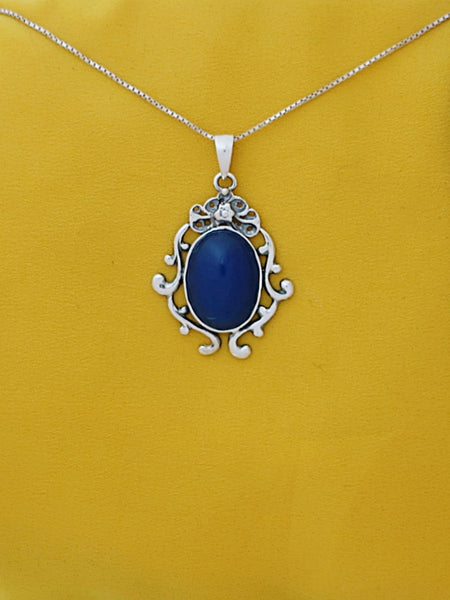 B5- Oval Shaped Stone with Ornamented Frame with Multiple Stones - Zehava Jewelry