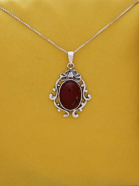 B5- Oval Shaped Stone with Ornamented Frame with Multiple Stones - Zehava Jewelry