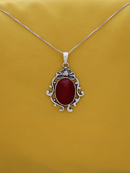 B5- Oval Shaped Stone with Ornamented Frame with Multiple Stones - Zehava Jewelry