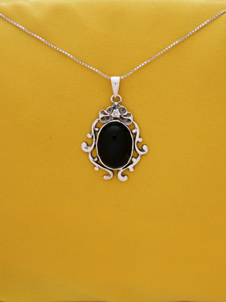 B5- Oval Shaped Stone with Ornamented Frame with Multiple Stones - Zehava Jewelry