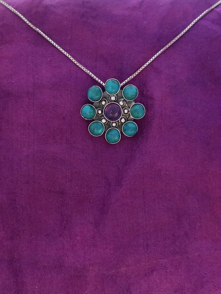 B268 - Silver Flower Pendant