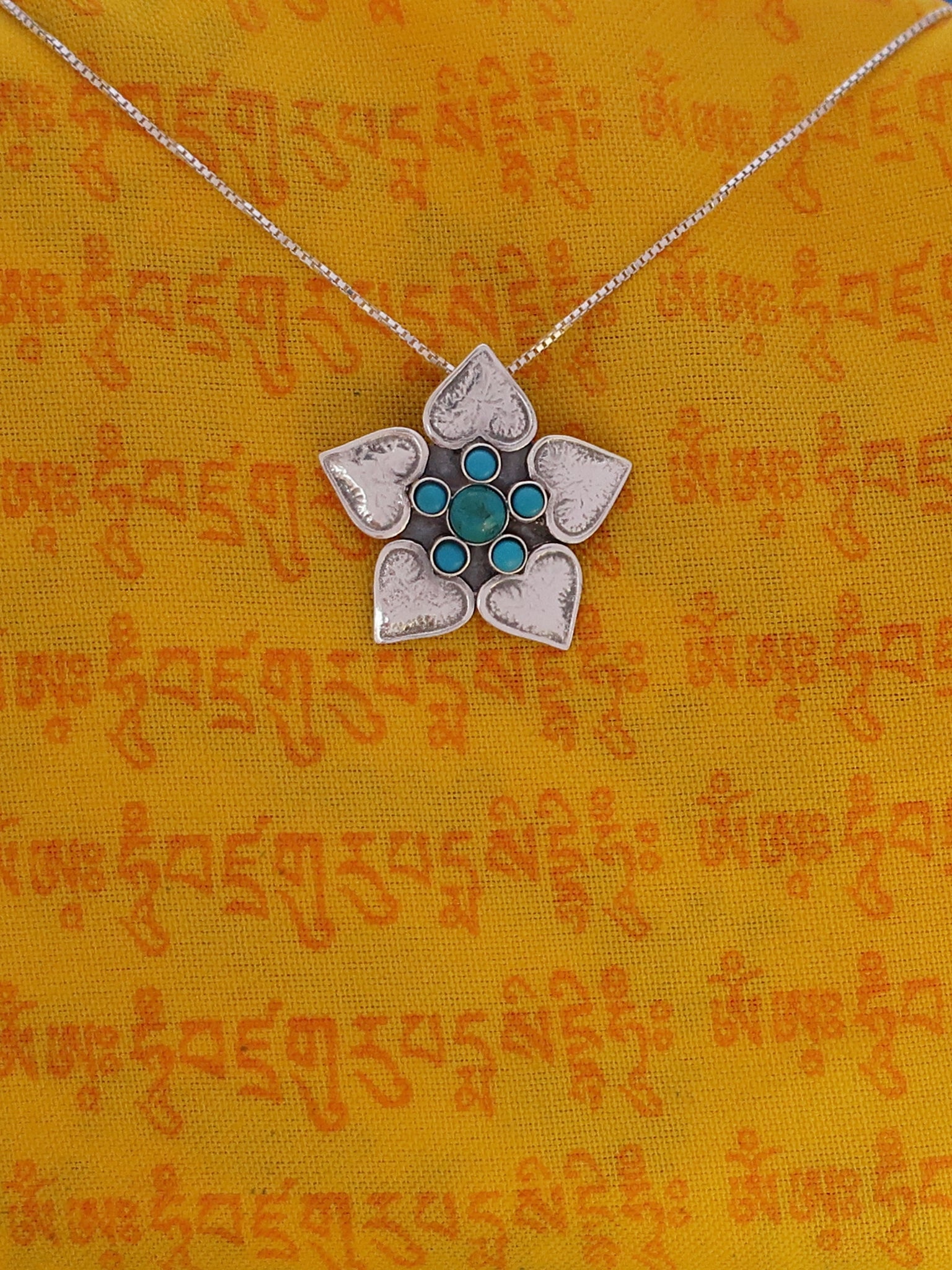 B208 - Flower Pendant with Turquoise Stones