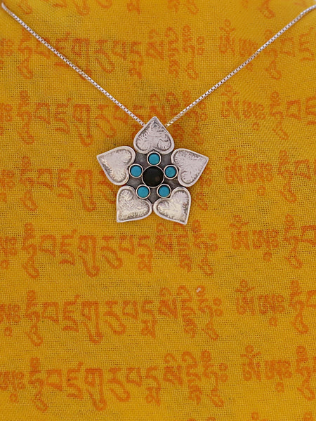 B208 - Flower Pendant with Turquoise Stones