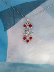 B38 - Flower Pendant with Carnelian Beads - Zehava Jewelry