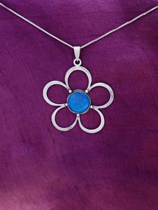 B271- Flower Pendant with Blue Sodalite/ Red Agate/ Green Agate